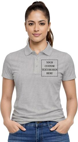 Women’s Custom Polo T-Shirt | Personalized Logo Text Print | Premium Cotton Collared Short Sleeve Tee in Kuwait