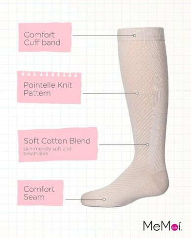 MeMoi Girls' Pointelle Cotton Blend Knee High Sock in Kuwait