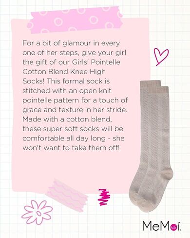 MeMoi Girls' Pointelle Cotton Blend Knee High Sock in Kuwait