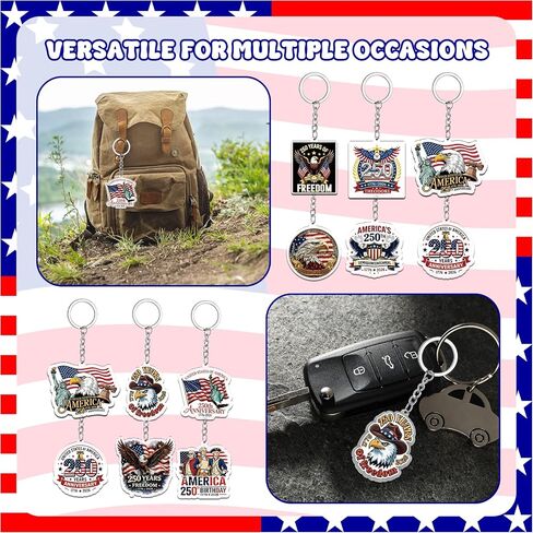 100 Pcs USA 250th Anniversary Keychains Bulk America 250 Years Merchandise 1776-2026 Acrylic Keychain Patriotic Commemorative Gifts for 4th of July Party Favors Independence Day Souvenir Accessories in Saudi Arabia