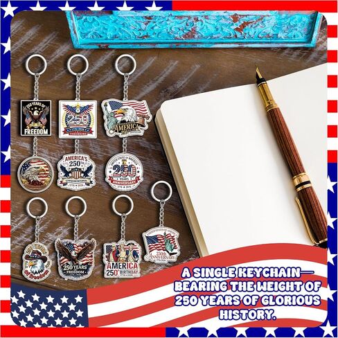 100 Pcs USA 250th Anniversary Keychains Bulk America 250 Years Merchandise 1776-2026 Acrylic Keychain Patriotic Commemorative Gifts for 4th of July Party Favors Independence Day Souvenir Accessories in Saudi Arabia