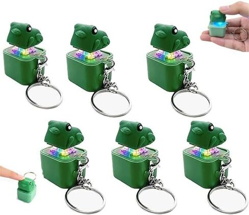 6 Pcs Frog Keychain with Sound, Cute Keyboard Frog Fidget , Rechargeable Keyboard Clicker with LED Lights for Adults Anxiety Relief Stress Relief in Kuwait