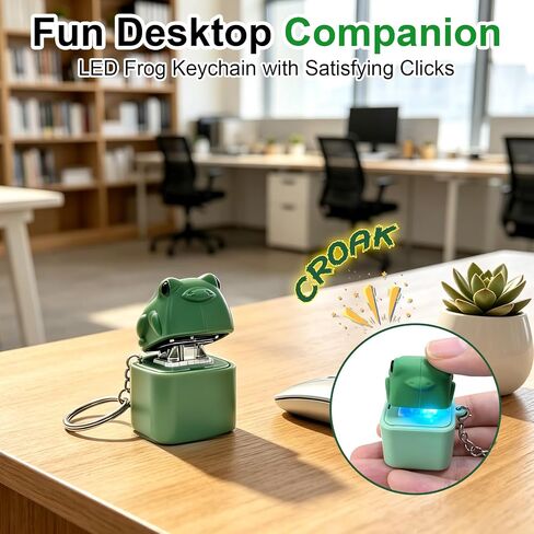 6 Pcs Frog Keychain with Sound, Cute Keyboard Frog Fidget , Rechargeable Keyboard Clicker with LED Lights for Adults Anxiety Relief Stress Relief in Kuwait