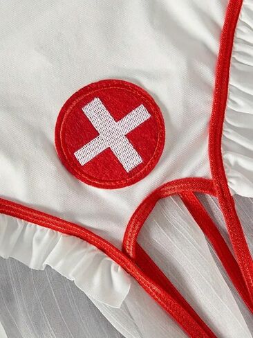 Women's Nurse Lingerie Costume - Sexy One Piece See Through Bodysuit, Roleplay Teddy Outfit for Women in Kuwait