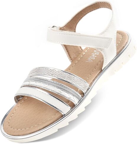Girls Sandals Summer Dress Sandals Open Toe Flat Flower Girl Shoes Glitter Braid Strap with Adjustable Buckle for Toddler Little and Big Kid in Kuwait