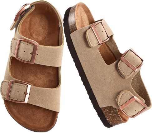 Kids Arch Support Cork Footbed Sandals, Adjustable Open Toe Slides, Anti-Slip Summer Shoes for Toddler Boys Girls Indoor & Outdoor in Kuwait