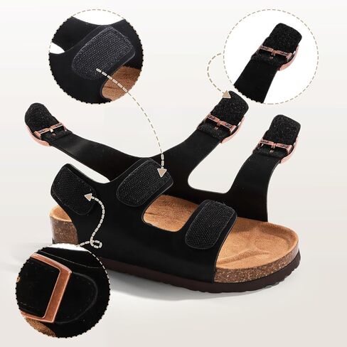 Kids Arch Support Cork Footbed Sandals, Adjustable Open Toe Slides, Anti-Slip Summer Shoes for Toddler Boys Girls Indoor & Outdoor in Kuwait