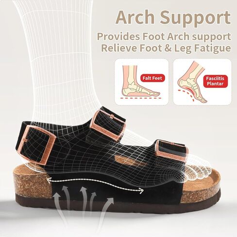 Kids Arch Support Cork Footbed Sandals, Adjustable Open Toe Slides, Anti-Slip Summer Shoes for Toddler Boys Girls Indoor & Outdoor in Kuwait