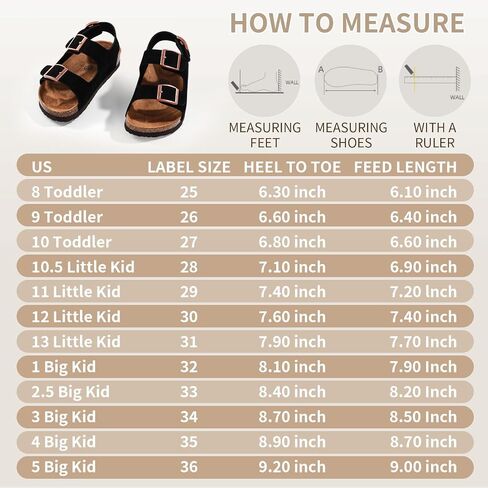Kids Arch Support Cork Footbed Sandals, Adjustable Open Toe Slides, Anti-Slip Summer Shoes for Toddler Boys Girls Indoor & Outdoor in Kuwait