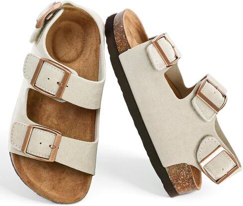 Kids Arch Support Cork Footbed Sandals, Adjustable Open Toe Slides, Anti-Slip Summer Shoes for Toddler Boys Girls Indoor & Outdoor in Kuwait