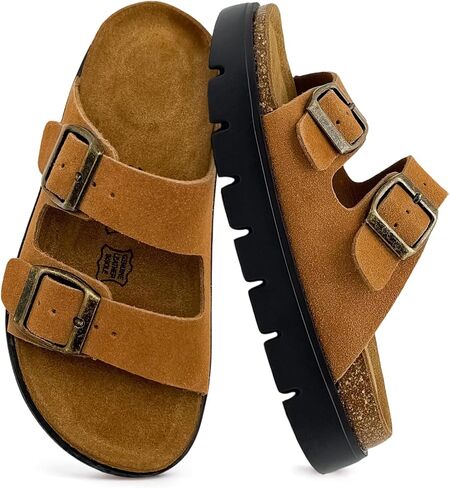 100% Genuine Leather Kids Sandals Girls Platform Sandals Thick Sole Non-Slip Slides for Kids Lightweight Boys & Girls Sandals Summer Beach kids Footwear in Saudi Arabia
