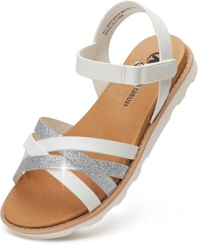 shoeslocker Girls Sandals Open Toe Summer Flat Dress Shoes with Adjustable Straps for Little/Big Kids in Kuwait