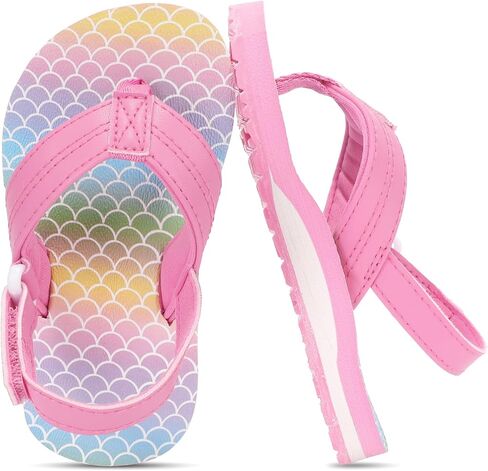 Toddler Flip Flops Girls Boys Sandals Adjustable Back Strap Cute Summer Spring Non-slip Pool Beach Swim Soft Lightweight Comfortable Casual Outdoor in Kuwait