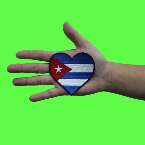 Cuba Country Flag Patch Heart Hispanic Culture Embroidered Iron On in Kuwait