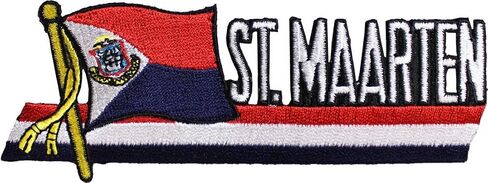 St. Maarten Flag Embroidered Sew on/Iron on Cutout Patch, Approx. Size 1.75" x 4.75" in Saudi Arabia