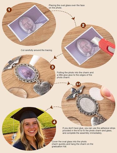 4pcs Gold Graduation Cap Photo Charms Class of 2026 Tassels Personalized Memorial Charms Graduation Gifts for Ceremony Decorations in Kuwait