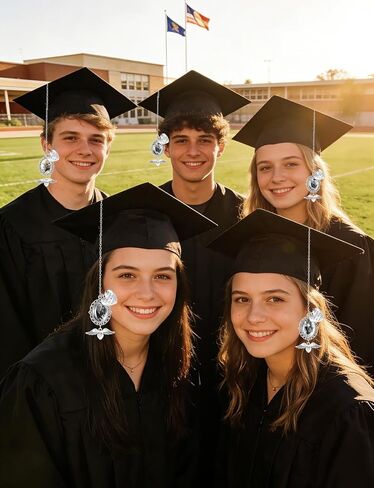 4pcs Gold Graduation Cap Photo Charms Class of 2026 Tassels Personalized Memorial Charms Graduation Gifts for Ceremony Decorations in Kuwait