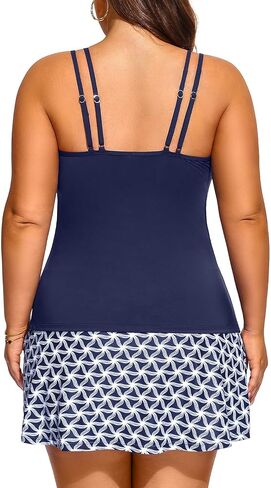 Tempt Me Women Plus Size Tankini with Swim Skirt - Tummy Control Two Piece Swimsuits Scoop Neck Bathing Suits in Kuwait