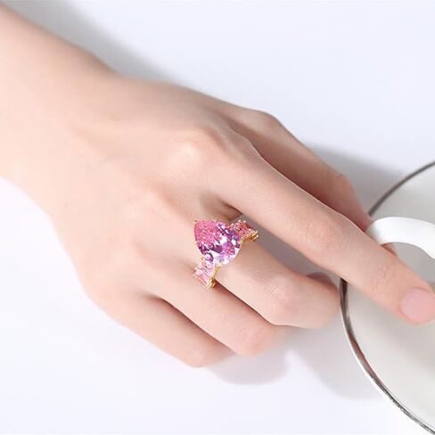 Solid Gold over S925 Sterling Silver Radiant Cut Moissanite Ring, Multi-Facet Brilliance in Teardrop Design, For the Fashionable Woman in Kuwait
