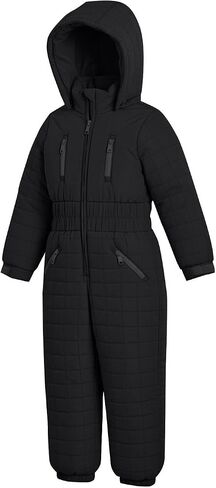 Kids Ski Suit for Boys Girls Windproof Hooded One-Piece Snow Set Thermal Winter Waterproof Snowboarding Outfit 5-16Y in Kuwait