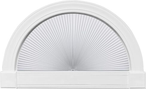 HOMEDEMO Arch Window Shade Blackout White, 36" X 72", No Drill, Half Moon Cellular Shades, Easy Installation Blinds, Half Circle Semicircular in Kuwait