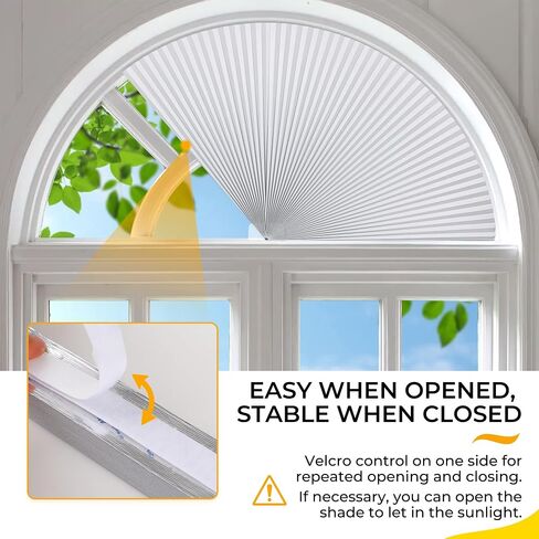 HOMEDEMO Arch Window Shade Blackout White, 36" X 72", No Drill, Half Moon Cellular Shades, Easy Installation Blinds, Half Circle Semicircular in Kuwait