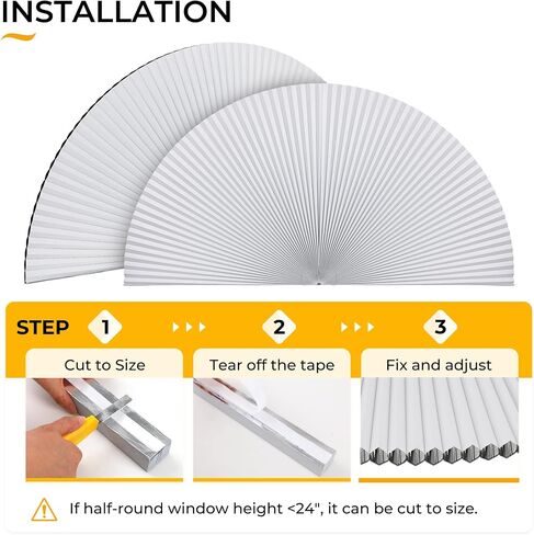 HOMEDEMO Arch Window Shade Blackout White, 36" X 72", No Drill, Half Moon Cellular Shades, Easy Installation Blinds, Half Circle Semicircular in Kuwait