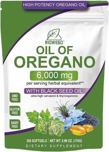 Oil of Oregano Softgels with Black Seed Oil, 6000mg High Potency Oregano Oil Capsules for Immune Support, Gut Function Support, Carvacrol & Thymoquinone, Non-GMO, Gluten Free,180 Softgels in Saudi Arabia