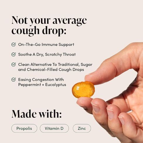 Beekeeper's Naturals Soothing Mint Eucalyptus Cough Drops, Immune Support with Vitamin D, Zinc and Propolis, Cooling & Throat Soothing Lozenges, 14 Ct in Saudi Arabia
