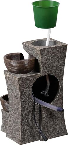 Tabletop Water Fountain Cascading with Planter 3-Tier Indoor Zen Fountain Desk Water Decorative Home Decor Office Decoration in Kuwait