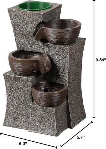 Tabletop Water Fountain Cascading with Planter 3-Tier Indoor Zen Fountain Desk Water Decorative Home Decor Office Decoration in Kuwait