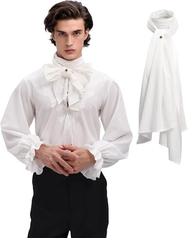 DAZCOS عصر النهضة الكتان Cravat خمر وشاح طوق الرقبة ارتداء ربطة العنق الزفاف للرجال in Kuwait