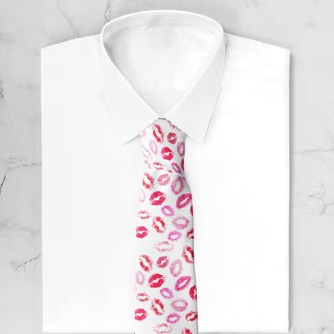 Novelty Necktie for Men (Kisses Pattern) Fun Conversational Silky Tie, Neck Tie for Party, Events, Unique and Original in Kuwait