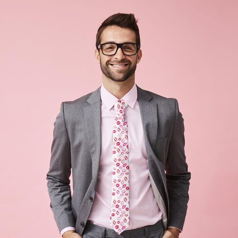 Novelty Necktie for Men (Kisses Pattern) Fun Conversational Silky Tie, Neck Tie for Party, Events, Unique and Original in Kuwait
