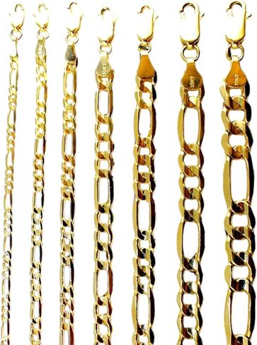 10K Yellow Gold SOLID Figaro Necklace Bracelet Chain Italian Real 2-11mm 7"-30" | MADE IN ITALY in Kuwait