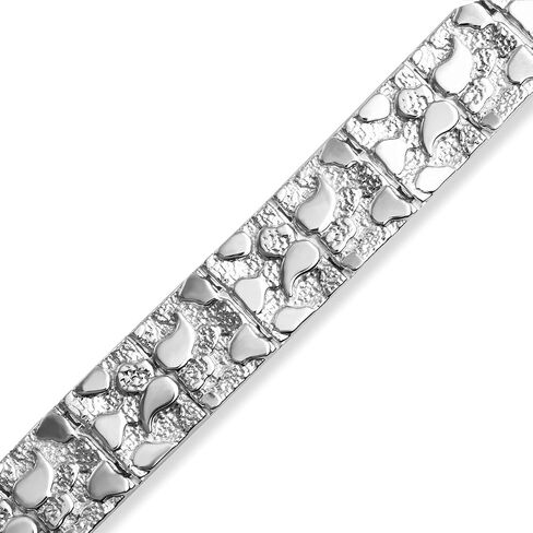 Claddagh Gold Solid Sterling Silver Large Textured Nugget Bracelet in Kuwait