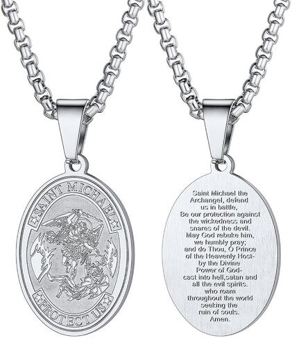 U7 Saint Michael Necklace for Men,Stainless Steel/18K Gold Plated St Michael Archangel/Saint Benedict/Saint Christopher Pendant Amulet Necklace for Men Women in Saudi Arabia