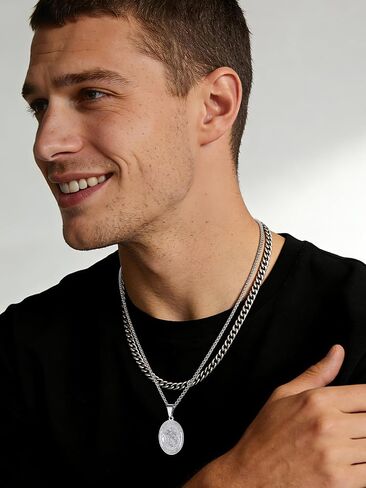 U7 Saint Michael Necklace for Men,Stainless Steel/18K Gold Plated St Michael Archangel/Saint Benedict/Saint Christopher Pendant Amulet Necklace for Men Women in Saudi Arabia