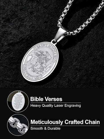 U7 Saint Michael Necklace for Men,Stainless Steel/18K Gold Plated St Michael Archangel/Saint Benedict/Saint Christopher Pendant Amulet Necklace for Men Women in Saudi Arabia