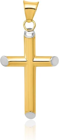 IceCarats 14K Yellow Gold Large Cross Pendant Necklace 33mm 1 1/4 inch 3d Sculpted, Lightweight, Polished, Latin For Her For Him in Kuwait