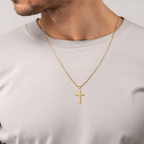 IceCarats 14K Yellow Gold Large Cross Pendant Necklace 33mm 1 1/4 inch 3d Sculpted, Lightweight, Polished, Latin For Her For Him in Kuwait