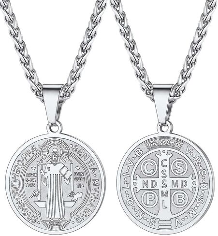 U7 Saint Michael Necklace for Men,Stainless Steel/18K Gold Plated St Michael Archangel/Saint Benedict/Saint Christopher Pendant Amulet Necklace for Men Women in Saudi Arabia