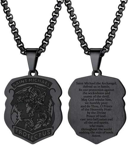 U7 Saint Michael Necklace for Men,Stainless Steel/18K Gold Plated St Michael Archangel/Saint Benedict/Saint Christopher Pendant Amulet Necklace for Men Women in Saudi Arabia