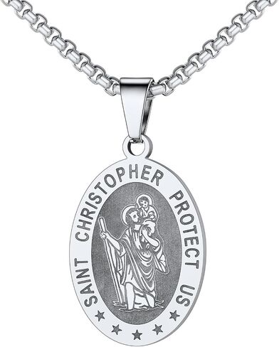U7 Saint Michael Necklace for Men,Stainless Steel/18K Gold Plated St Michael Archangel/Saint Benedict/Saint Christopher Pendant Amulet Necklace for Men Women in Saudi Arabia