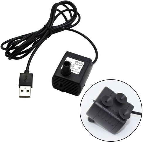 USB Powered Fountain Pump Kit for Small Water Features, Birdbaths, Fish Tanks, Ponds, Quiet Submersible Motor, Compact Portable Design, Black in Kuwait