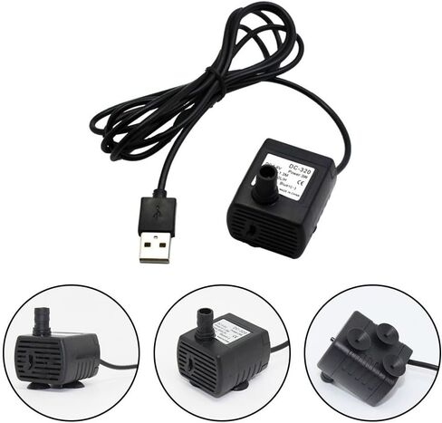 USB Powered Fountain Pump Kit for Small Water Features, Birdbaths, Fish Tanks, Ponds, Quiet Submersible Motor, Compact Portable Design, Black in Kuwait