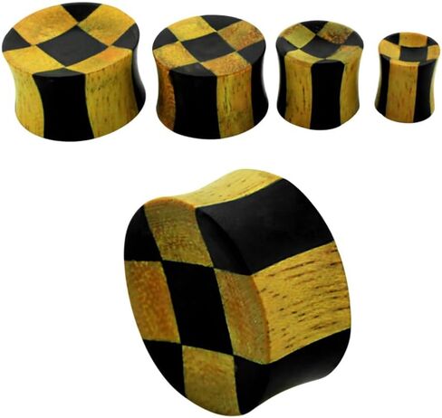 Areng Wooden Top Double Flare Plugs Tunnels Ear Gauges Stretched Expanders Piercing Jewelry 8G to 1" Sold as Pair in Saudi Arabia