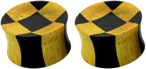 Areng Wooden Top Double Flare Plugs Tunnels Ear Gauges Stretched Expanders Piercing Jewelry 8G to 1" Sold as Pair in Saudi Arabia