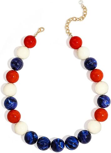 Chunky Beaded Necklace for Women Colorful Large Round Bead Necklace Multicolor Statement Jewelry in Kuwait