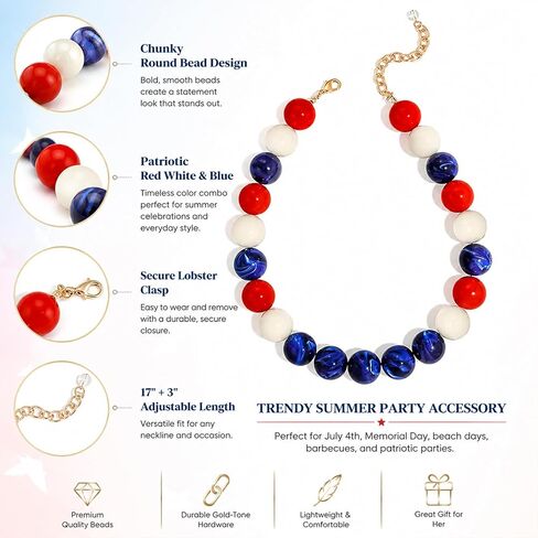 Chunky Beaded Necklace for Women Colorful Large Round Bead Necklace Multicolor Statement Jewelry in Kuwait